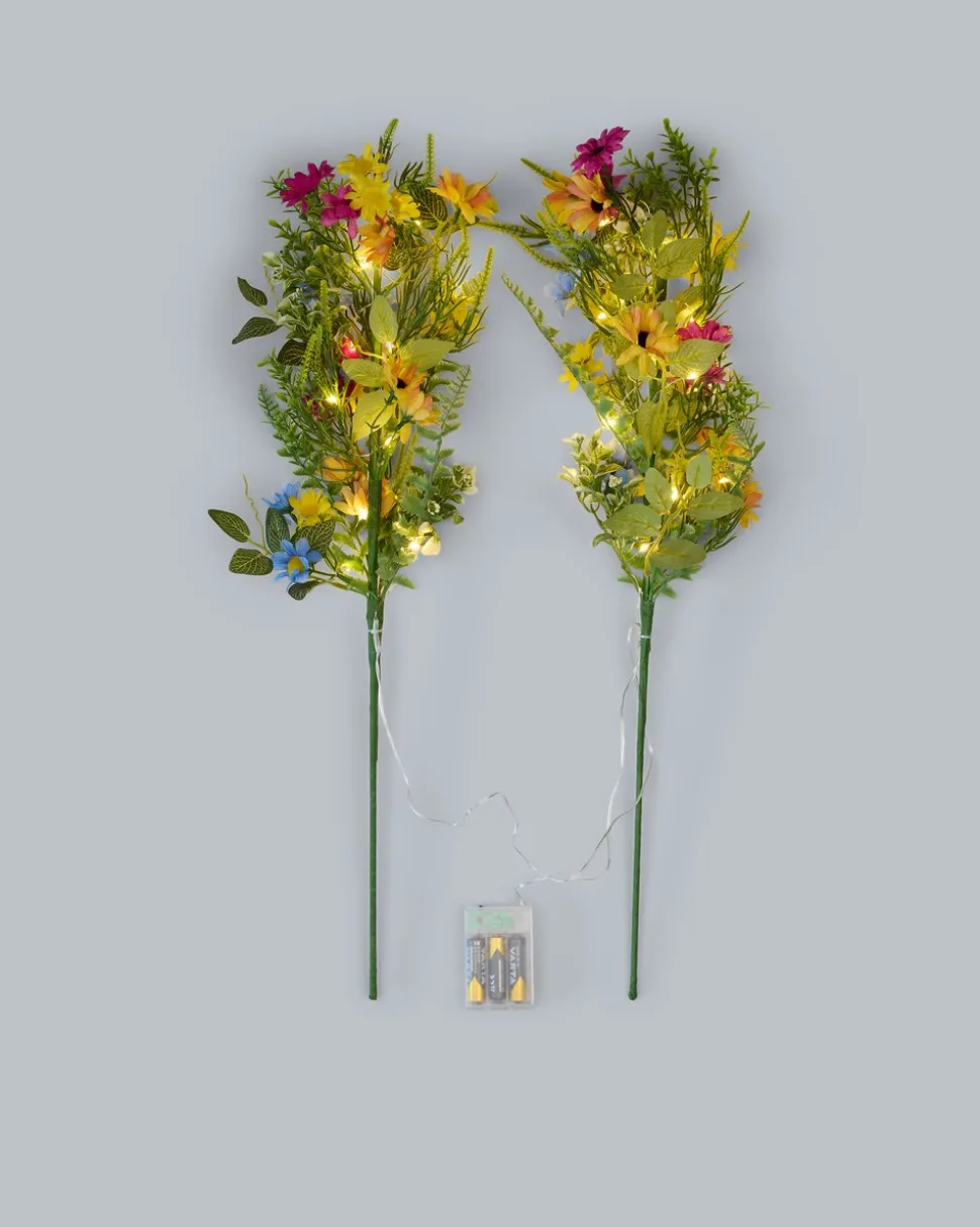 2 LED-Leuchtzweige "Blumen"
