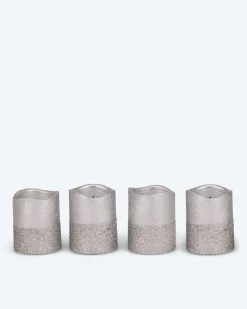 LED-Votivkerzen in Metallic-Glitzer, 4tlg.