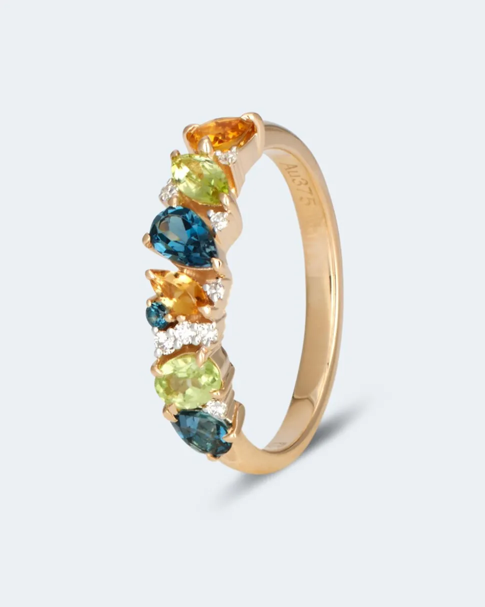 Ring mit Edelsteinmix, Diamanten & Brillanten