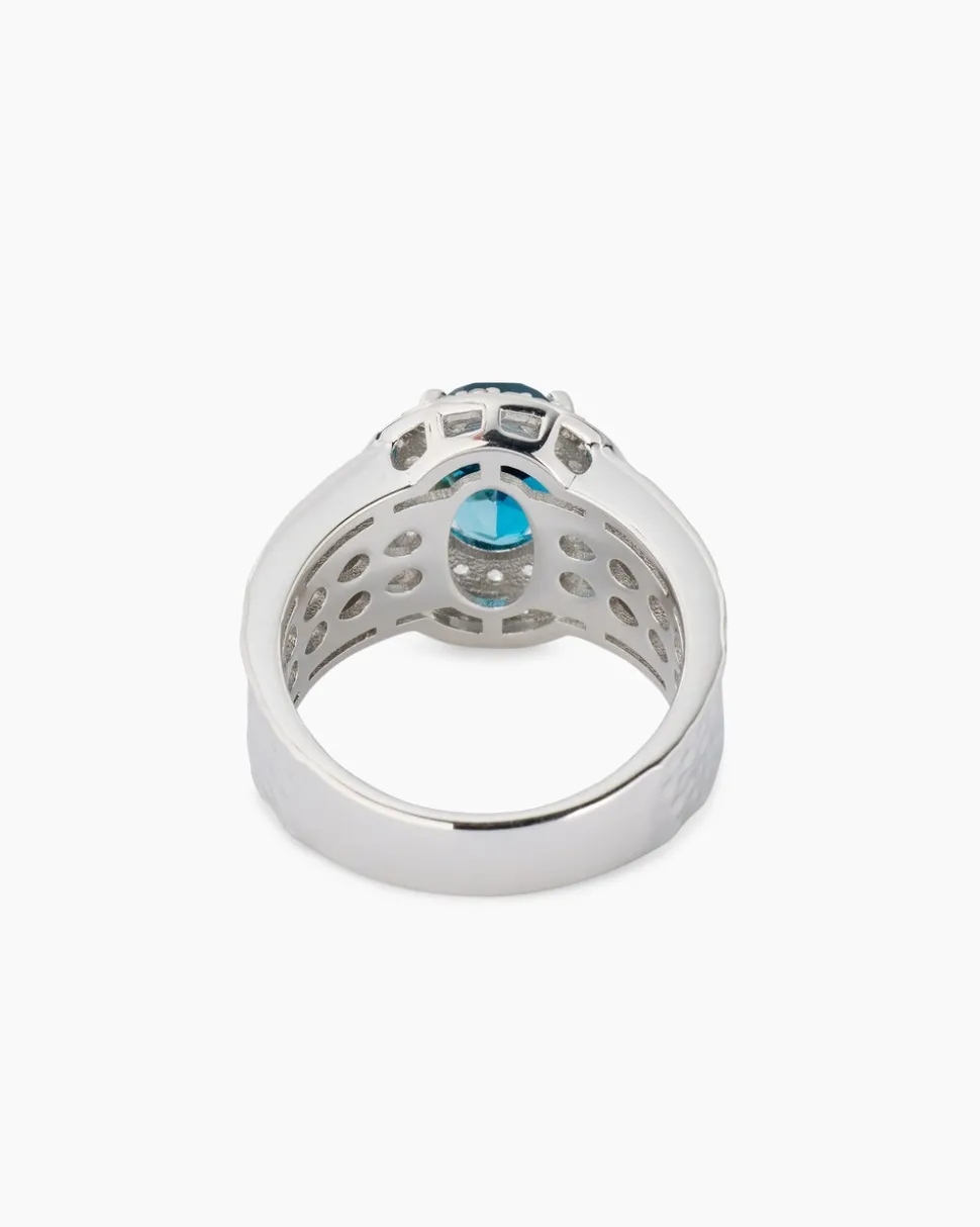 Ring mit London Blue Topas und Zirkon