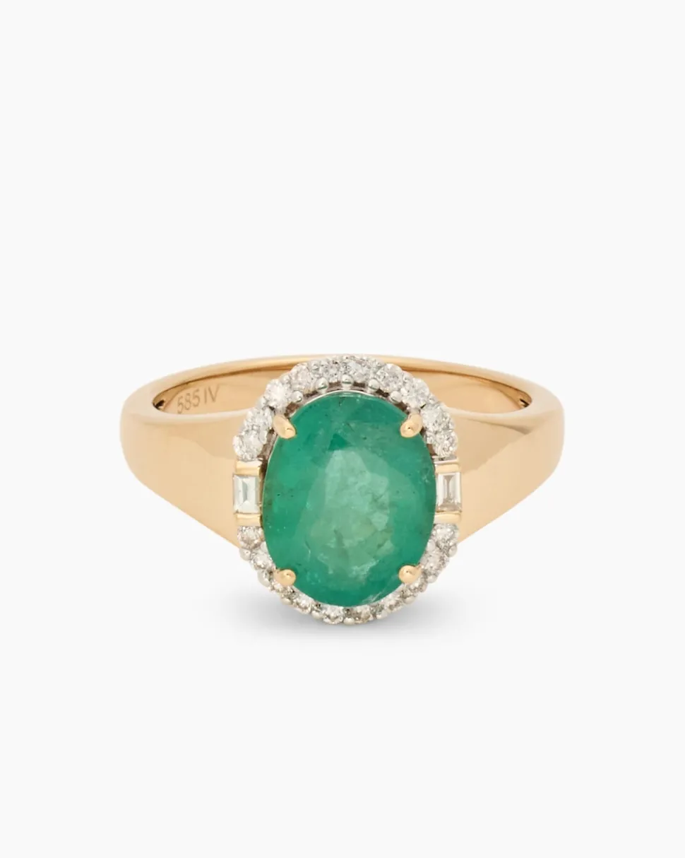 Ring mit Sambia Smaragd + Brillanten